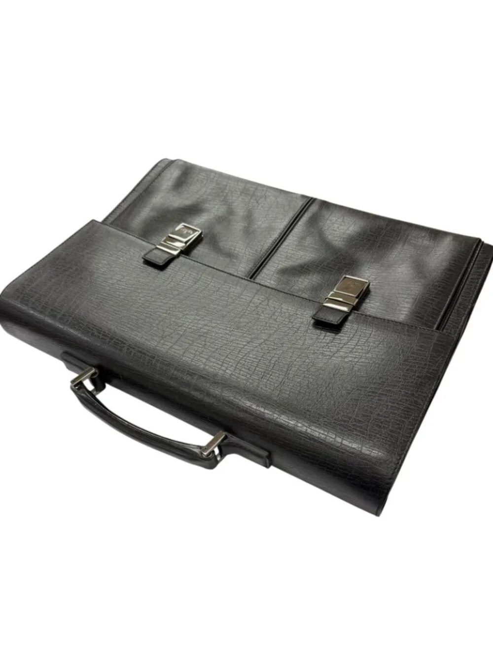 Gucci Vintage Leather Flap Type Business Briefcase Black